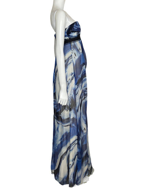 Vestido BCBG Maxi Strapless Ondas Azul-Talla 06