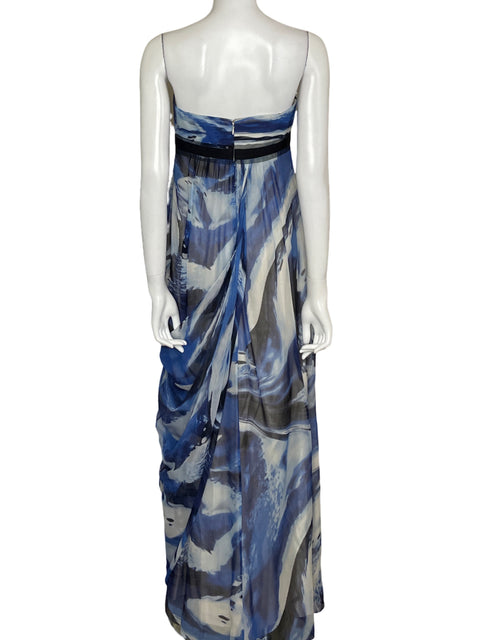 Vestido BCBG Maxi Strapless Ondas Azul-Talla 06