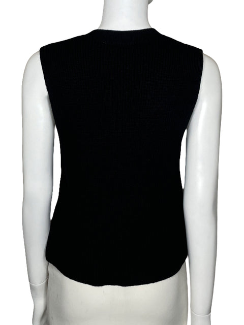 Top Zara De Punto Sin Mangas Negro-Talla M