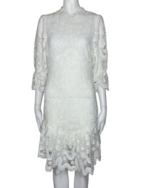 Vestido Minuet Encaje Flores Blanco-Talla S