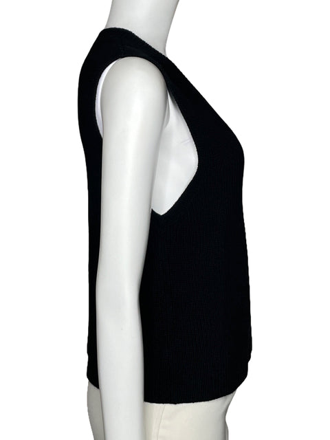 Top Zara De Punto Sin Mangas Negro-Talla M