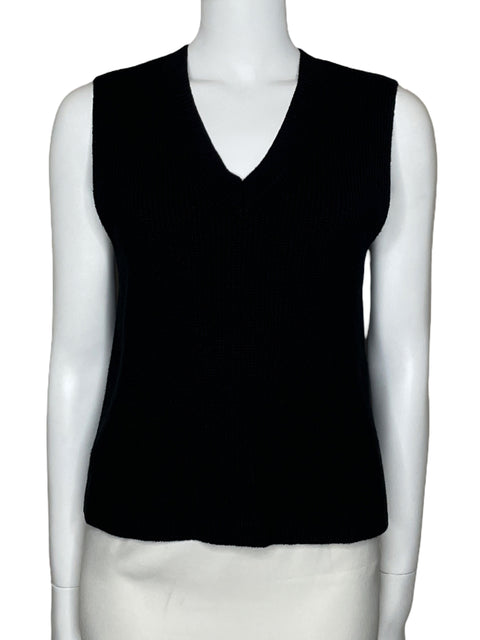 Top Zara De Punto Sin Mangas Negro-Talla M
