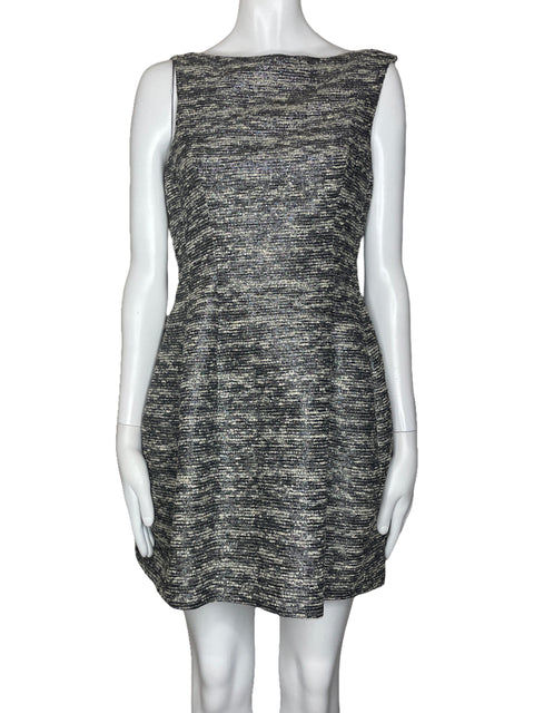 Vestido Zara Acampanado Metalizado Negro-Talla S