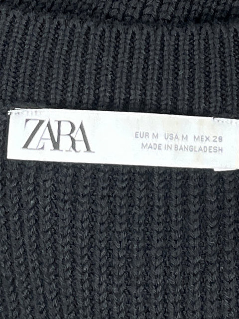 Top Zara De Punto Sin Mangas Negro-Talla M