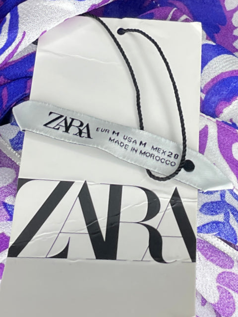 Camisa Zara Estampada Pedrería Morado-Talla M