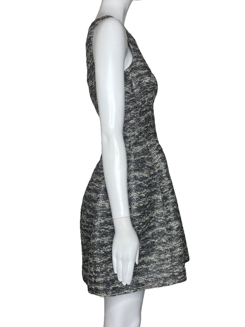 Vestido Zara Acampanado Metalizado Negro-Talla S