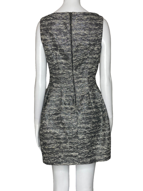 Vestido Zara Acampanado Metalizado Negro-Talla S
