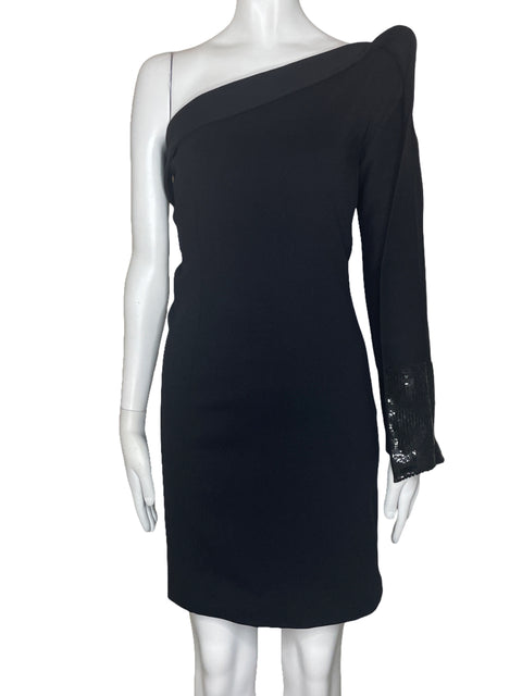 Vestido Angel Sanchez One Shoulder Negro-Talla 4
