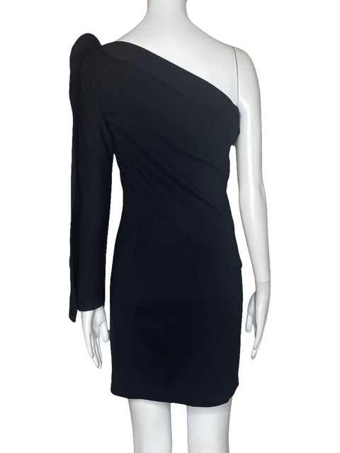 Vestido Angel Sanchez One Shoulder Negro-Talla 4