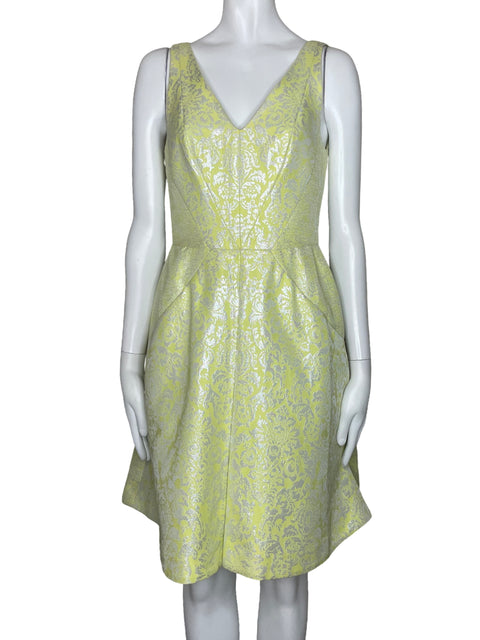 Vestido Yoana Baraschi Metalizado Amarillo-Talla 2