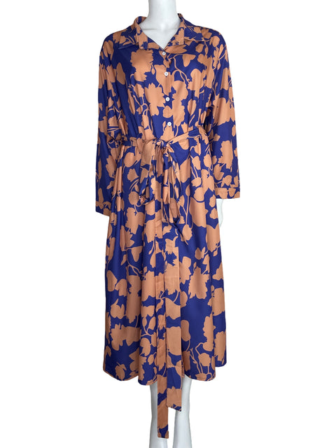 Vestido Tesoro TPS Floral Manga Larga Morado-Talla 5XL