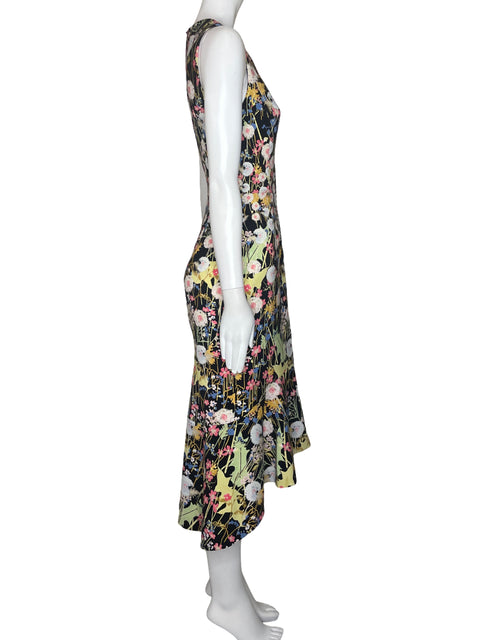 Vestido Peter Pilotto Flores Negro-Talla 8