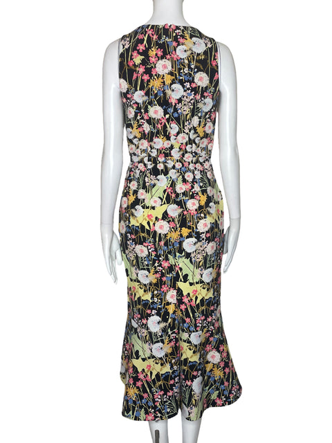 Vestido Peter Pilotto Flores Negro-Talla 8