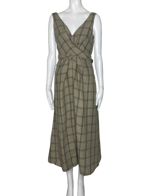 Vestido Adolfo Dominguez Cuadrado Verde-Talla 38