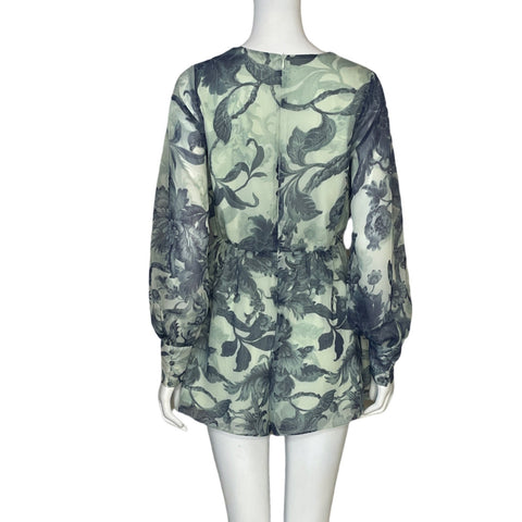 Romper Guess Floral Mangas Puff Verde-Talla XS