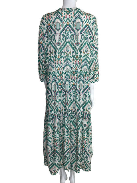 Vestido Zara Boho Media Manga Beige-Talla XXL