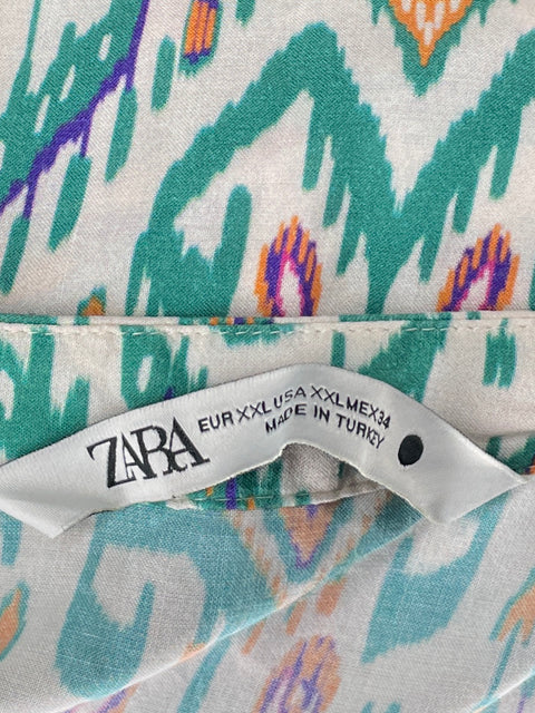 Vestido Zara Boho Media Manga Beige-Talla XXL
