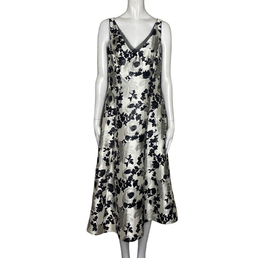 Vestido Adrianna Papell Sin Manga Flor 
Blanco-Talla 10