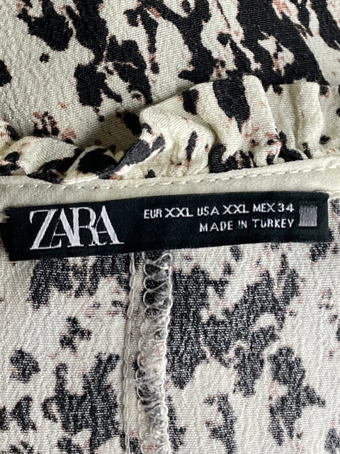 Vestido Zara Fluido Print Beige-Talla XXL