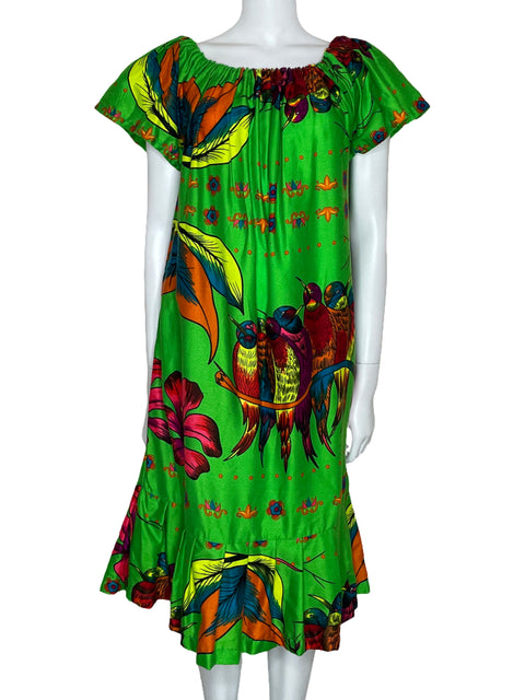Vestido Tesoro TPS Midi Bird Verde-Talla XL
