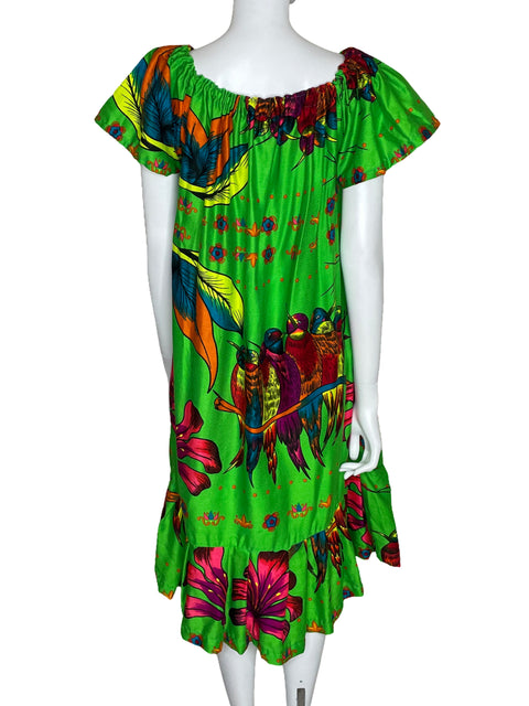 Vestido Tesoro TPS Midi Bird Verde-Talla XL