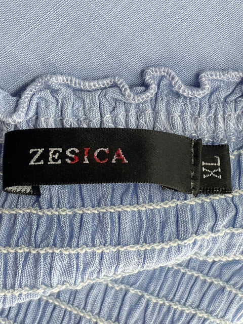 Vestido Zesica Crinkle Boho Midi Azul-Talla XL