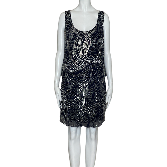 Vestido Alice+Olivia Mini Lentejuelas Azul-Talla 6