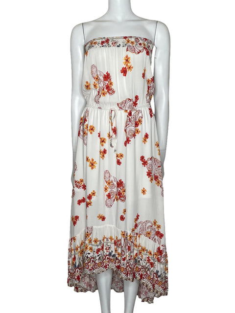 Vestido Becool Strapless Floral Blanco-Talla M