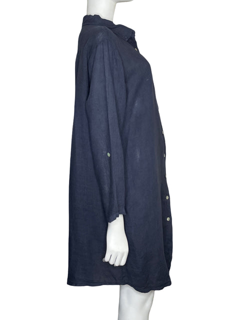 Vestido Made In Italy Camisero Midi Azul-Talla L