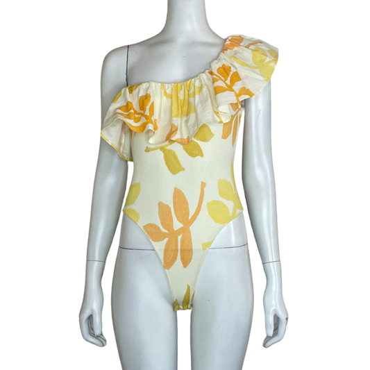 Body ZARA One Shoulder Estampado Floral  Amarillo - Talla S