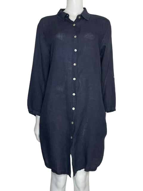 Vestido Made In Italy Camisero Midi Azul-Talla L