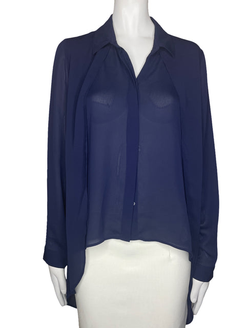 Blusa Zara Capa Botones Azul-Talla S