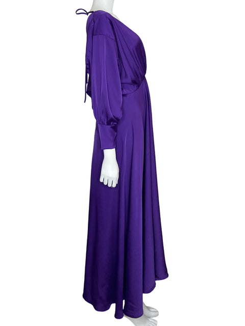 Vestido Michelle Forero Maxi Satinado Morado-Talla S