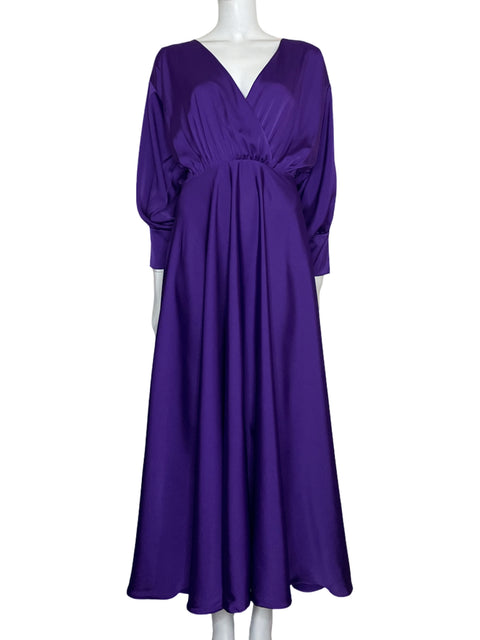 Vestido Michelle Forero Maxi Satinado Morado-Talla S