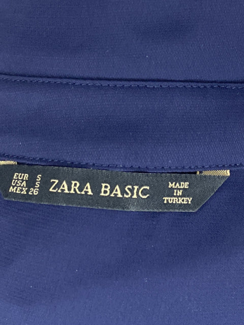 Blusa Zara Capa Botones Azul-Talla S