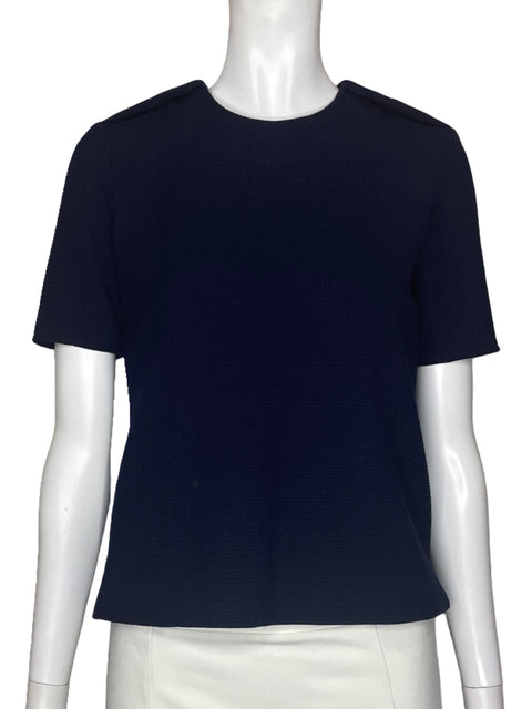 Blusa Zara Punto Mangas 3/4 Azul-Talla XS