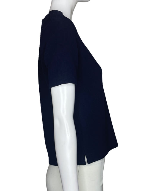 Blusa Zara Punto Mangas 3/4 Azul-Talla XS