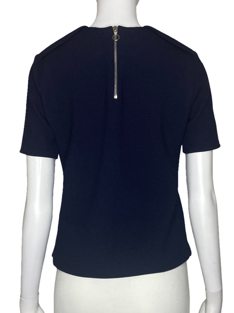 Blusa Zara Punto Mangas 3/4 Azul-Talla XS