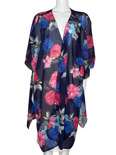 Kimono Hibluco Fluido Floral Azul-Talla 3XL