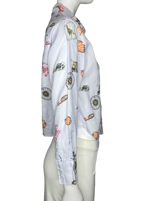 Camisa Banana Republic Bolsillo Estampado Azul-Talla XS