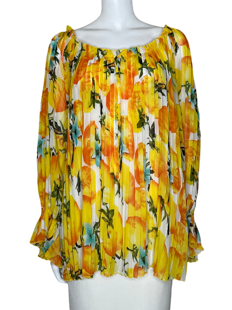 Blusa Kaktus Plisada Manga Larga Amarillo-Talla L