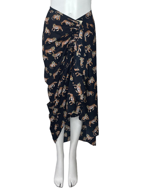 Falda Guadalupe Estampado Vuelo Negro-Talla S