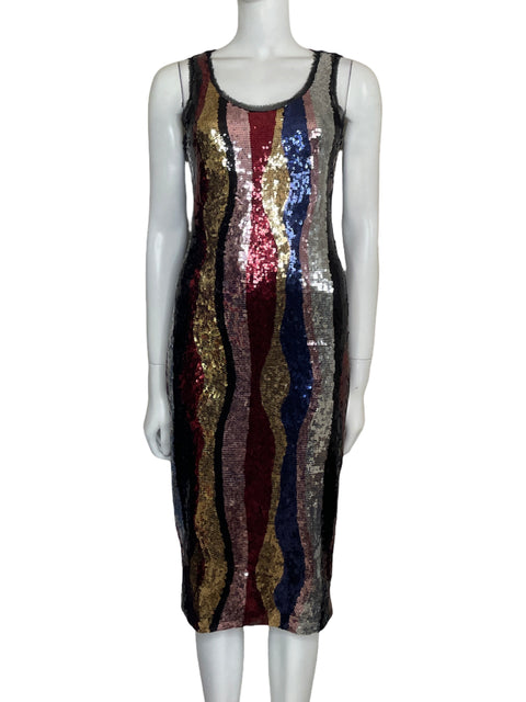 Vestido Rachel Roy Midi Lentejuelas Negro-Talla S
