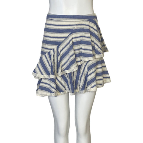 Falda Tularosa Vuelos Encaje Azul-Talla XS