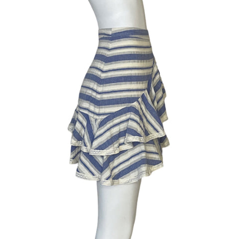 Falda Tularosa Vuelos Encaje Azul-Talla XS