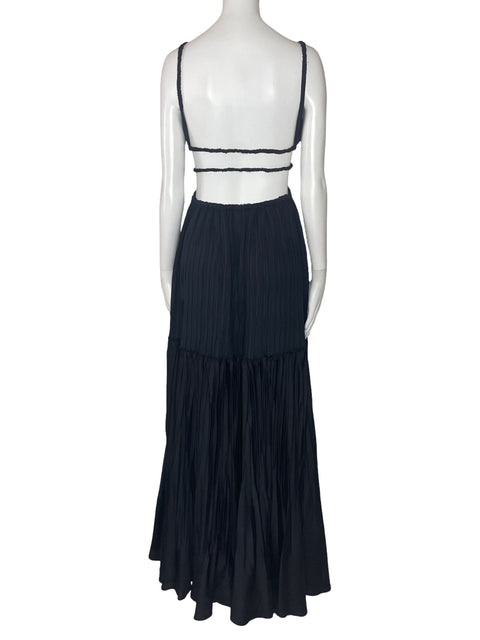 Vestido Jonathan Simkhai Plizado Tiras Negro-Talla S