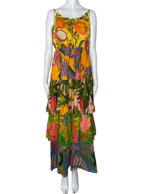 Vestido Farm Rio Capas Vuelo Amarillo-Talla XS