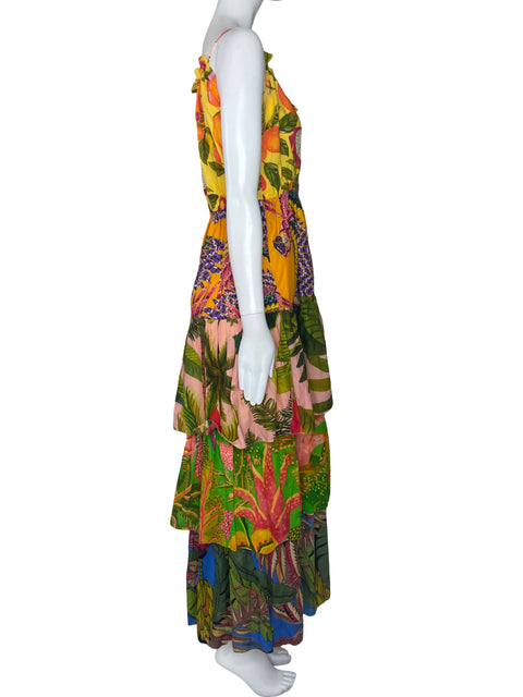Vestido Farm Rio Capas Vuelo Amarillo-Talla XS