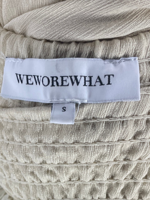 Vestido Weworewhat Fruncido Mangas Beige-Talla S