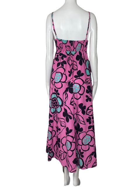 Vestido Zara Fruncido Tiras Rosado-Talla XS